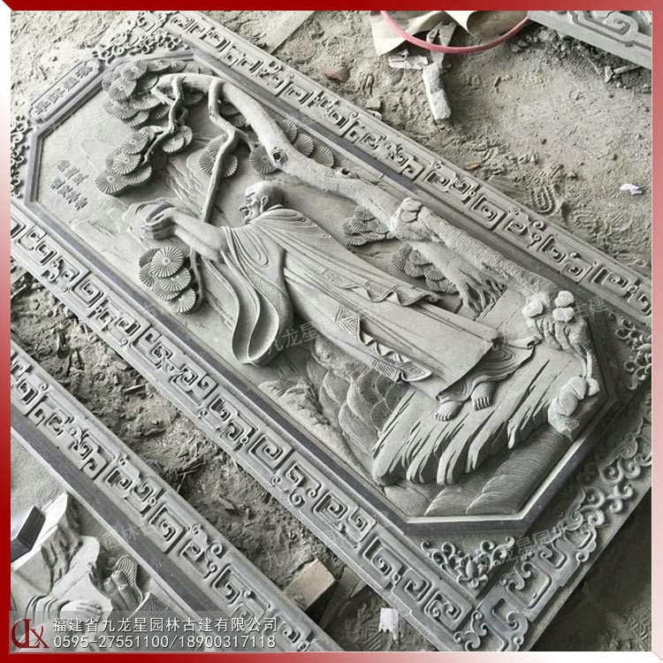 石雕十八羅漢浮雕 