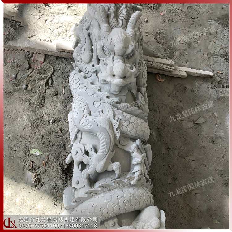 惠安青石石雕龍柱圖片